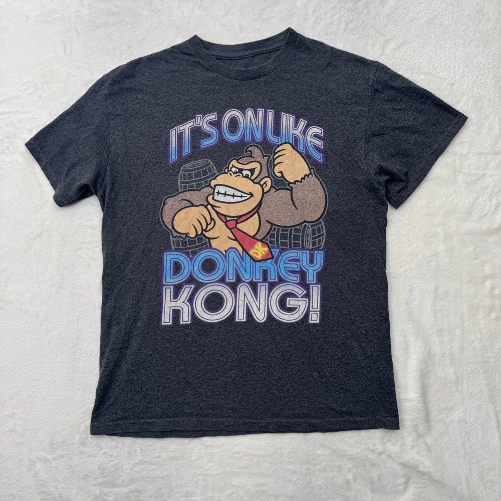 Nintendo T-Shirt Mens M Charcoal It's On Like Donkey Kong Graphic Retro Gaming